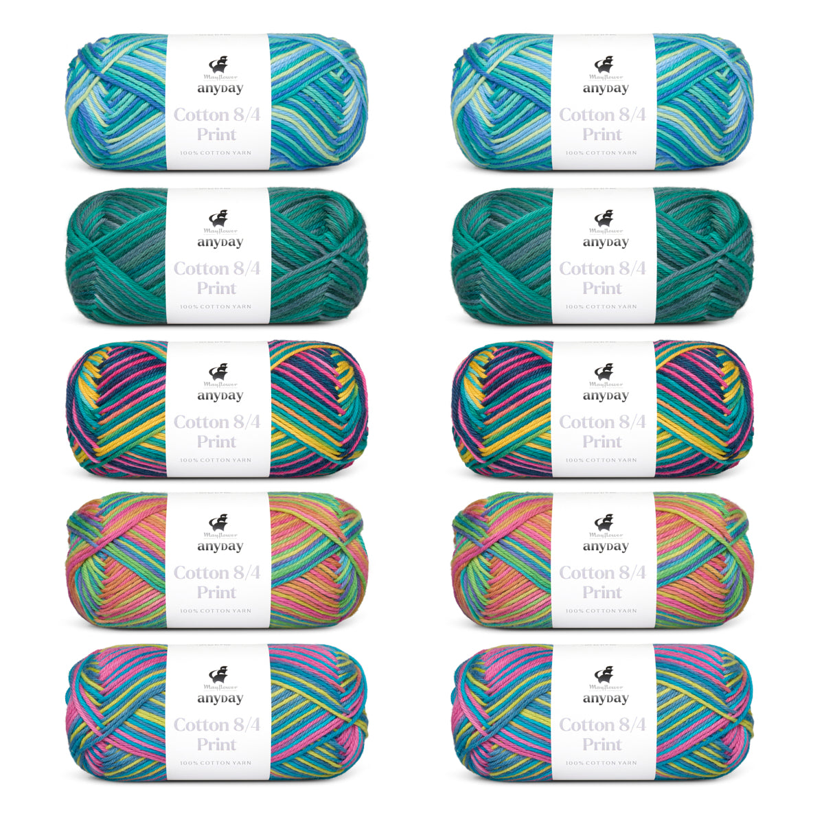 ANYDAY Cotton 8/4 Print Colorbag ​​10-Pack