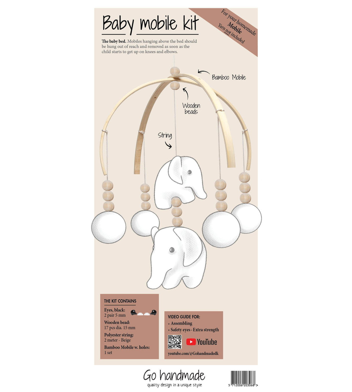 Go Handmade Sanse Kit Baby Mobiel/Uro Olifant